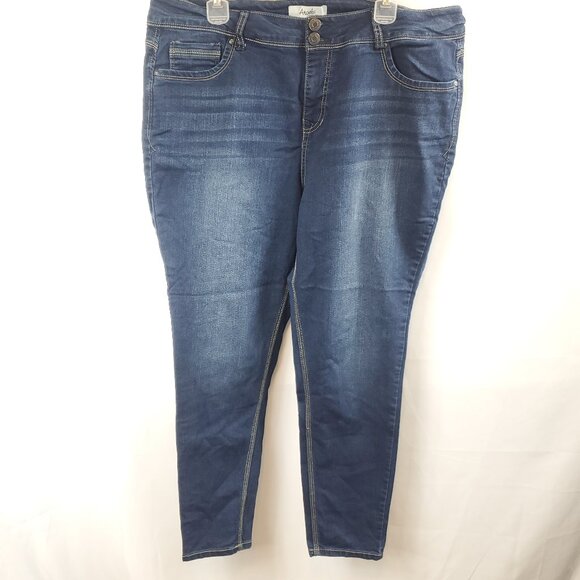 Angels Forever Young Womens Sz 18W Dark Blue Wash Skinny Jeans - Picture 1 of 12